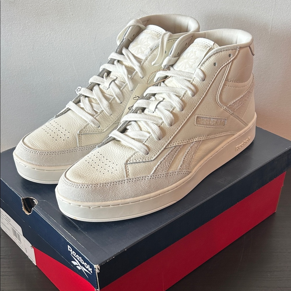 New Reebok Club C Form HI Men's Off-White High-Top Sneakers